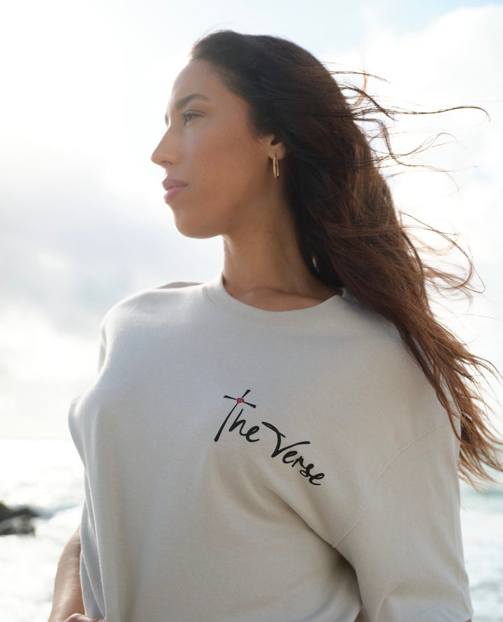The Verse Psalm 23 Oversized Tee – Sand